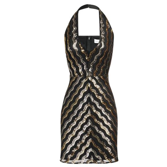 halston heritage gold sequin dress Halston Heritage Women's Metallic Blouson Dress - Copper main image 1